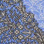 手織りペルシャ絨毯 クム産 シルク玄関マット 青 ブルー