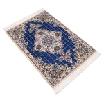 ペルシャ絨毯 ナイン ウール 玄関マット 青 (ブルー)