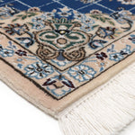 ペルシャ絨毯 ナイン ウール 玄関マット 青 (ブルー)