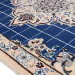 ペルシャ絨毯 ナイン ウール 玄関マット 青 (ブルー)