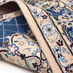 ペルシャ絨毯 ナイン ウール 玄関マット 青 (ブルー)