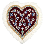 ペルシャ絨毯 ナイン産 ハート型 ウール 座布団 赤(レッド)