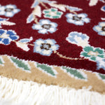 ペルシャ絨毯 ナイン産 ハート型 ウール 座布団 赤(レッド)