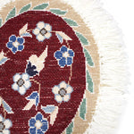 ペルシャ絨毯 ナイン産 ハート型 ウール 座布団 赤(レッド)