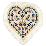 ペルシャ絨毯 ナイン産 ハート型 ウール 座布団 白(ホワイト)