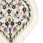 ペルシャ絨毯 ナイン産 ハート型 ウール 座布団 白(ホワイト)