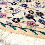 ペルシャ絨毯 ナイン産 ハート型 ウール 座布団 白(ホワイト)