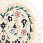 ペルシャ絨毯 ナイン産 ハート型 ウール 座布団 白(ホワイト)