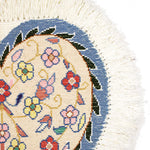 ペルシャ絨毯 ナイン産 ハート型 ウール 座布団 白(ホワイト)