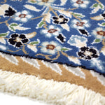 ペルシャ絨毯 ナイン産 ハート型 ウール 座布団 青(ブルー)