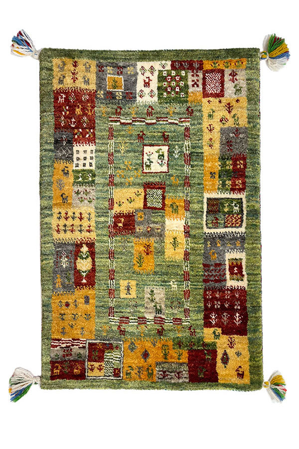 ペルシャギャッベ ファイン 53x81cm 緑 グリーン