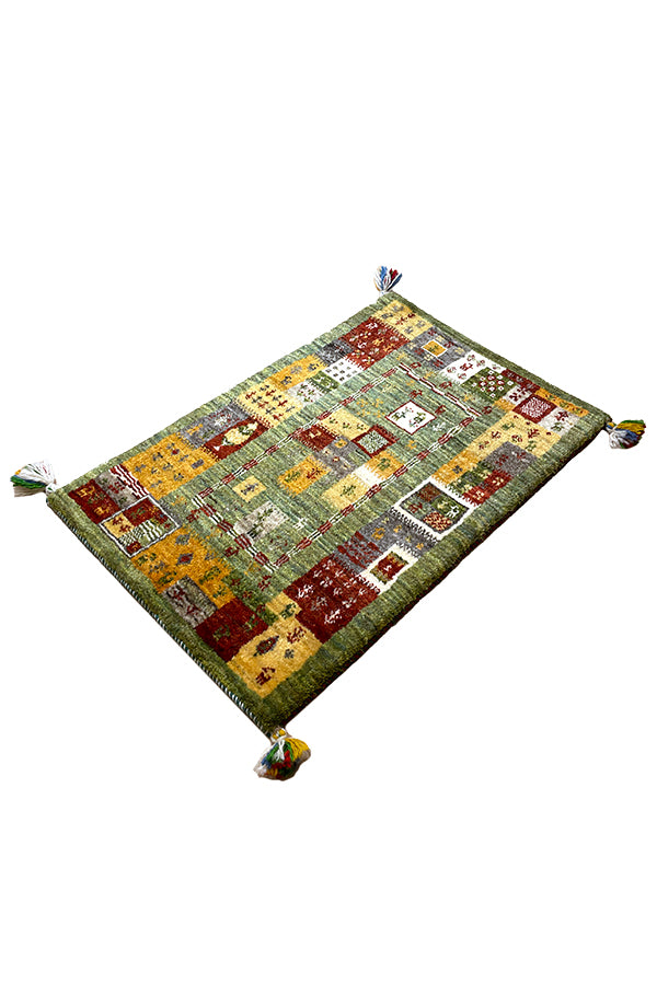 ペルシャギャッベ ファイン 53x81cm 緑 グリーン