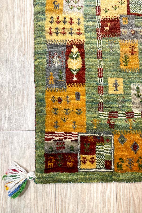 ペルシャギャッベ ファイン 53x81cm 緑 グリーン