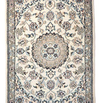 ペルシャ絨毯 ナイン ウール 玄関マット 白 (ホワイト)