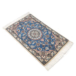 ペルシャ絨毯 ナイン ウール 玄関マット 水色 (ブルー)