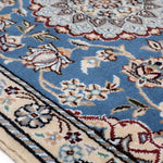 ペルシャ絨毯 ナイン ウール 玄関マット 水色 (ブルー)