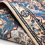 ペルシャ絨毯 ナイン ウール 玄関マット 水色 (ブルー)