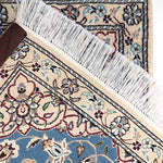 ペルシャ絨毯 ナイン ウール 玄関マット 水色 (ブルー)