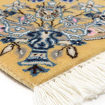 ペルシャ絨毯 ナイン ウール 玄関マット 黄色 (イエロー)