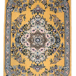 ペルシャ絨毯 ナイン ウール 玄関マット 黄色 (イエロー)