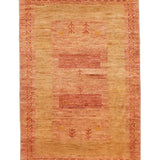 アフガンラグ 81x124cm 手織り絨毯 オレンジ ガズ二 ウール
