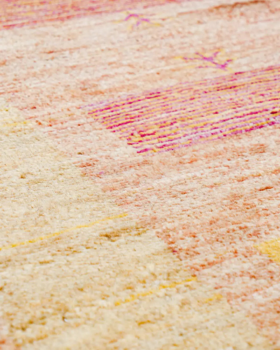アフガンラグ 81x124cm 手織り絨毯 オレンジ ガズ二 ウール