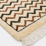 アフガンラグ 玄関マット アイボリー