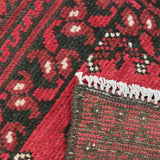 アフガニスタン絨毯 49x65cm 玄関マット 手織りラグ 赤