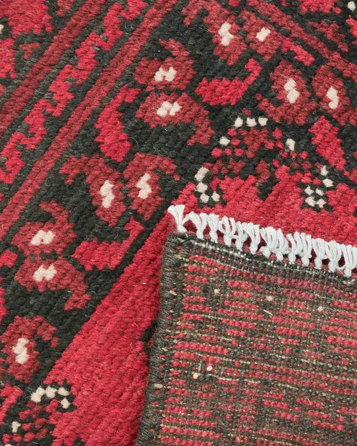 アフガニスタン絨毯 49x65cm 玄関マット 手織りラグ 赤