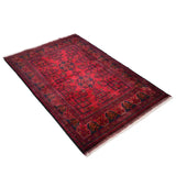 アフガニスタン絨毯 約97cm x 148cm ウール 赤 レッド