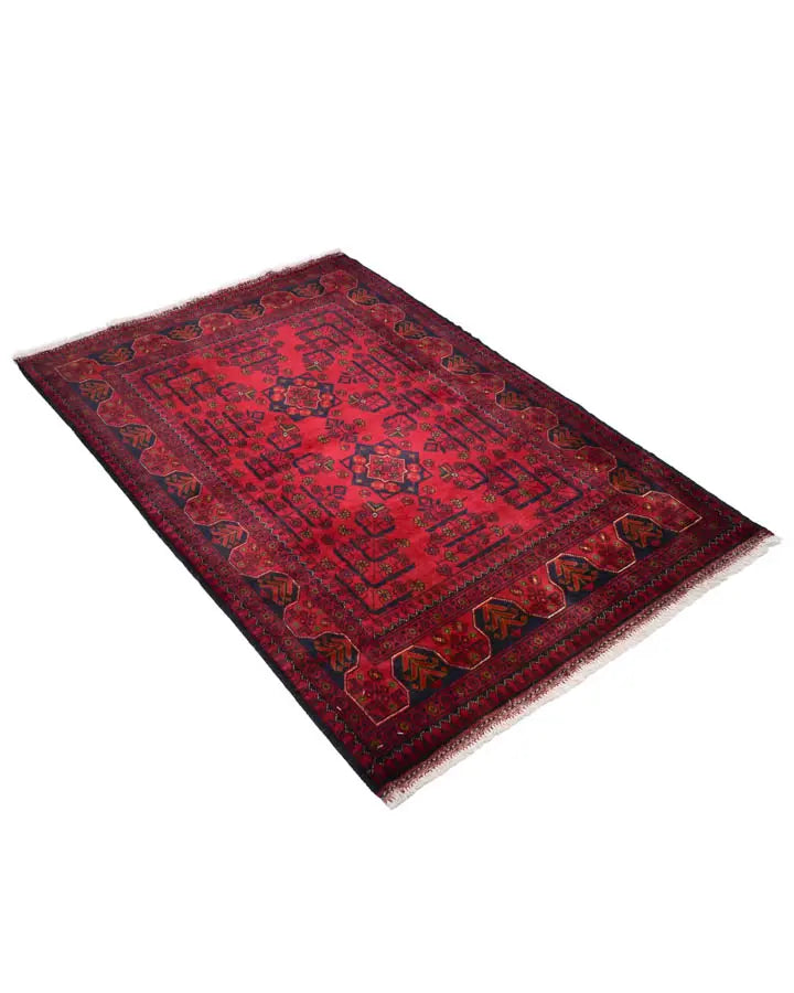 アフガニスタン絨毯 約97cm x 148cm ウール 赤 レッド