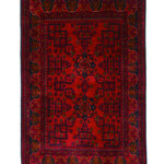 アフガニスタン絨毯 約97cm x 148cm ウール 赤 レッド