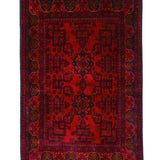 アフガニスタン絨毯 約97cm x 148cm ウール 赤 レッド
