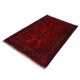 アフガニスタン絨毯 約97cm x 148cm ウール 赤 レッド