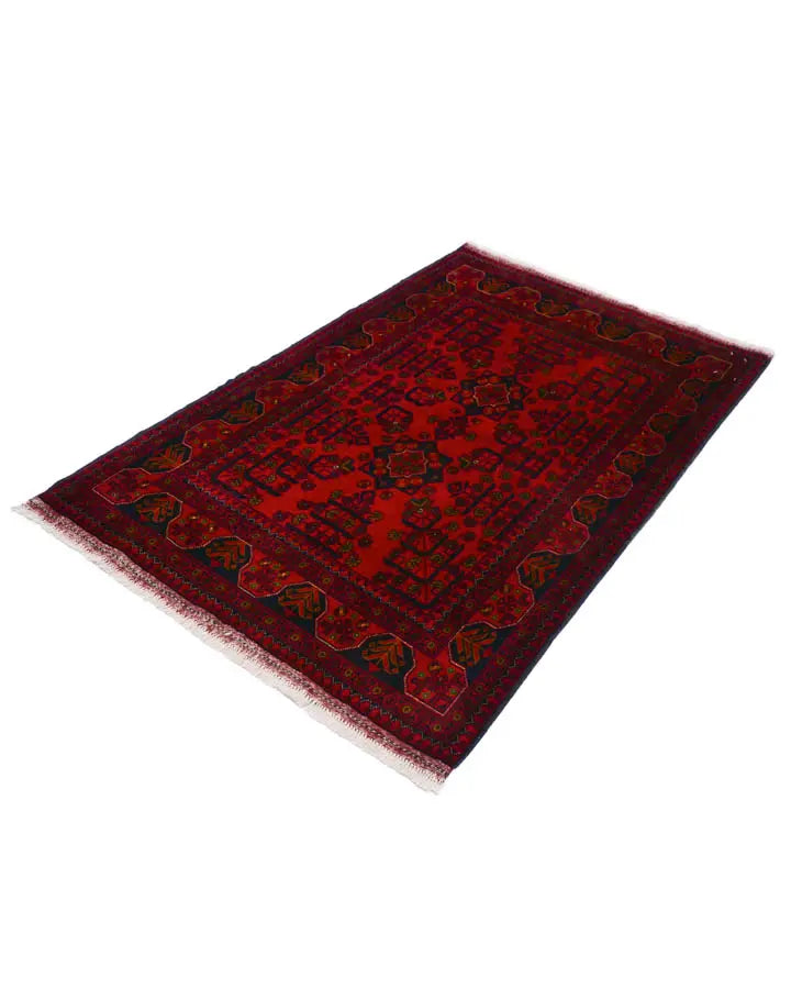 アフガニスタン絨毯 約97cm x 148cm ウール 赤 レッド