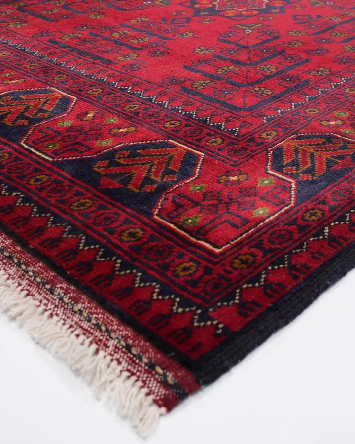 アフガニスタン絨毯 約97cm x 148cm ウール 赤 レッド