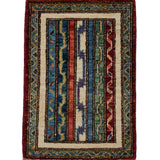 ガズニウールの手織り絨毯 ストライプ模様