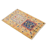 Warm yellow Afghan Ghazni wool carpet for modern interiors