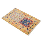 Warm yellow Afghan Ghazni wool carpet for modern interiors