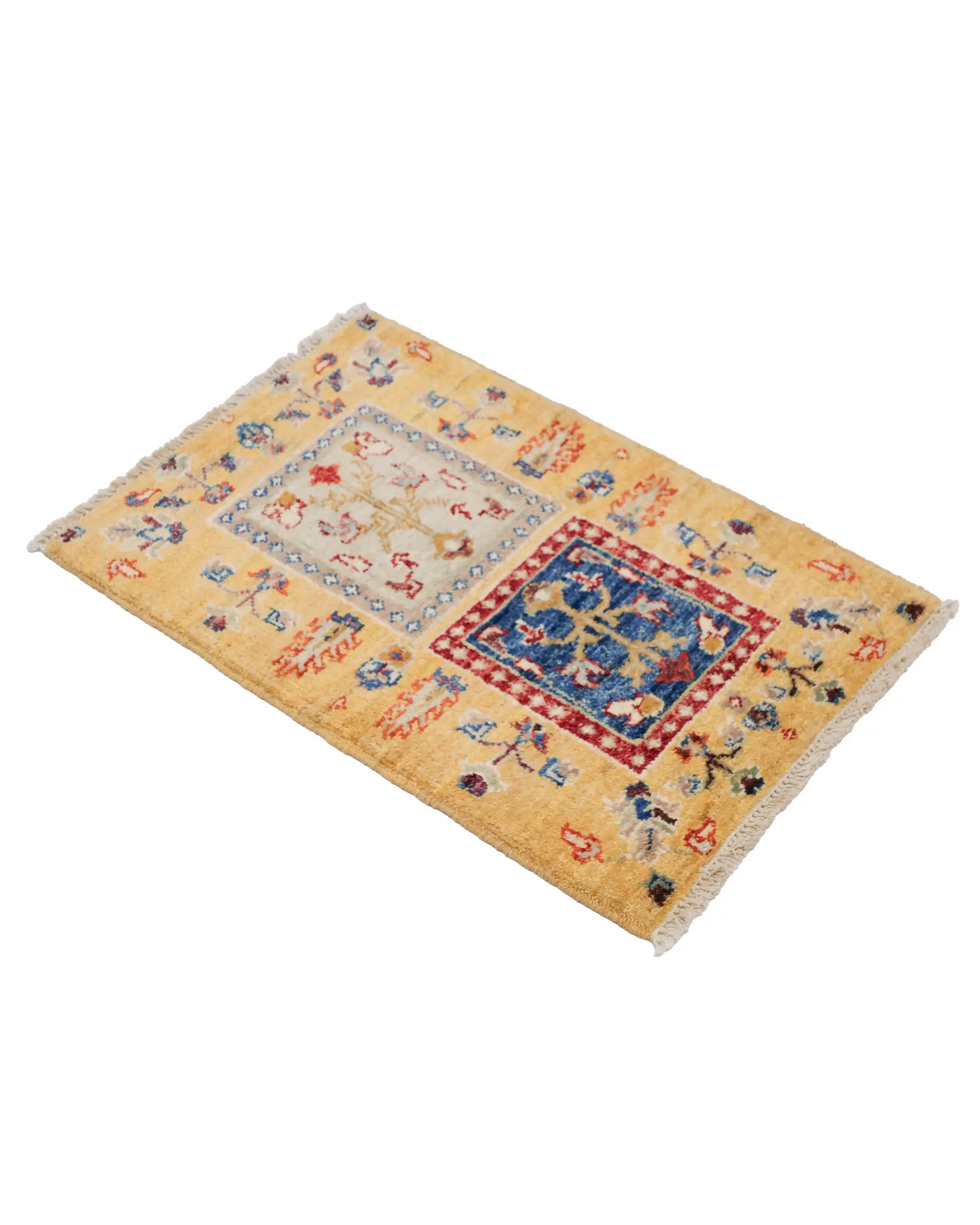 Warm yellow Afghan Ghazni wool carpet for modern interiors