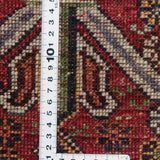 手紡ぎガズニウール使用 カラフルな花文様ラグの織り密度