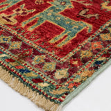 Afghan handmade Ghazni wool rug with deer and bird motifs