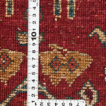 深みのある赤が印象的なガズニウールの手織りラグの織りの密度