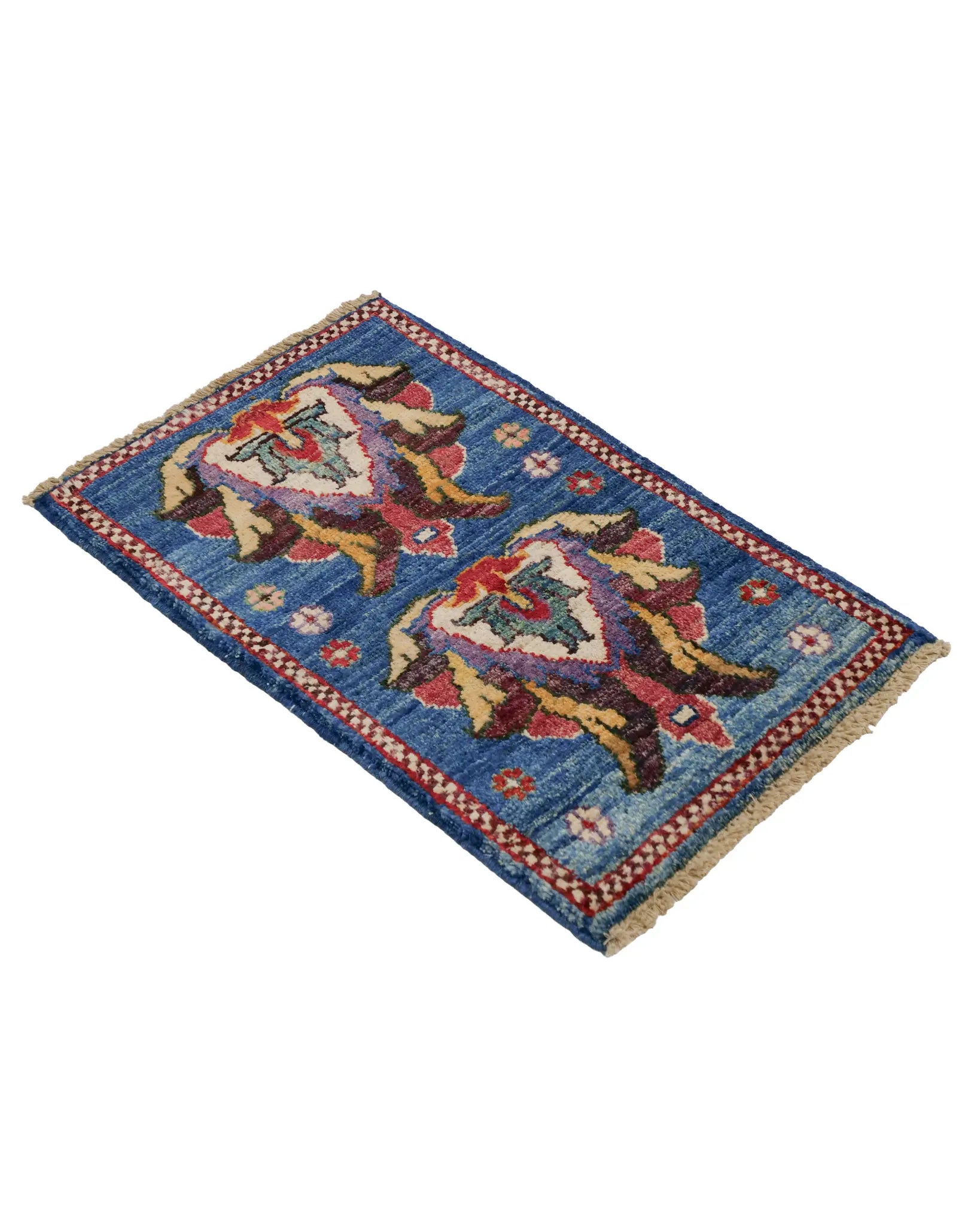 アフガニスタン産ガズニラグ 蓮の花を象ったモチーフデザイン