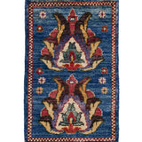 ガズニウールの手織り絨毯 ブルー地に大きなパルメット文様