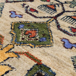 Beige Afghan Ghazni wool carpet with Guldani-inspired pattern