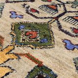 Beige Afghan Ghazni wool carpet with Guldani-inspired pattern