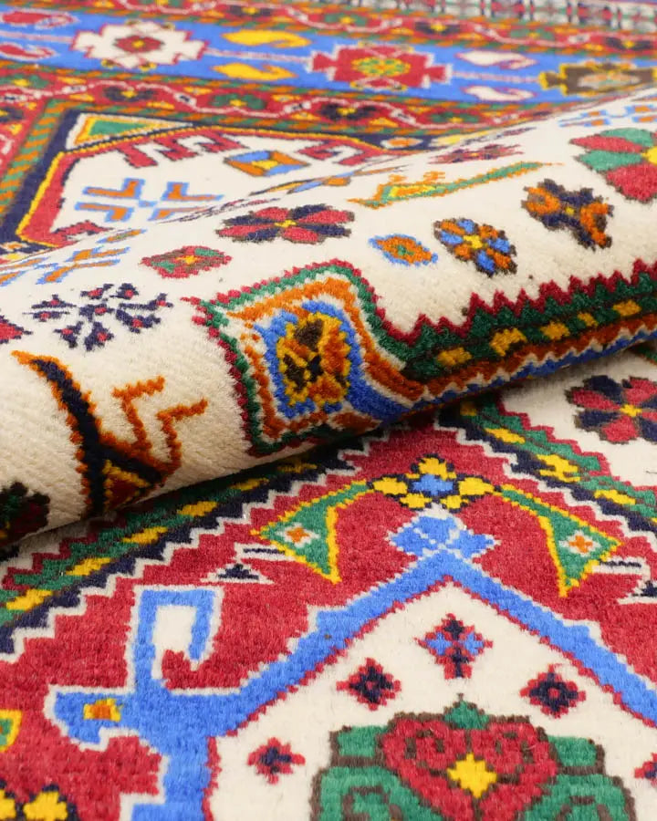 アフガニスタン絨毯 91x117cm トライバルラグ 手織り