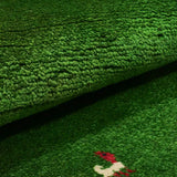 手織りペルシャ絨毯 ギャッベ 38x116cm グリーン 緑 ラグ ランナー