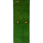 手織りペルシャ絨毯 ギャッベ 38x116cm グリーン 緑 ラグ ランナー